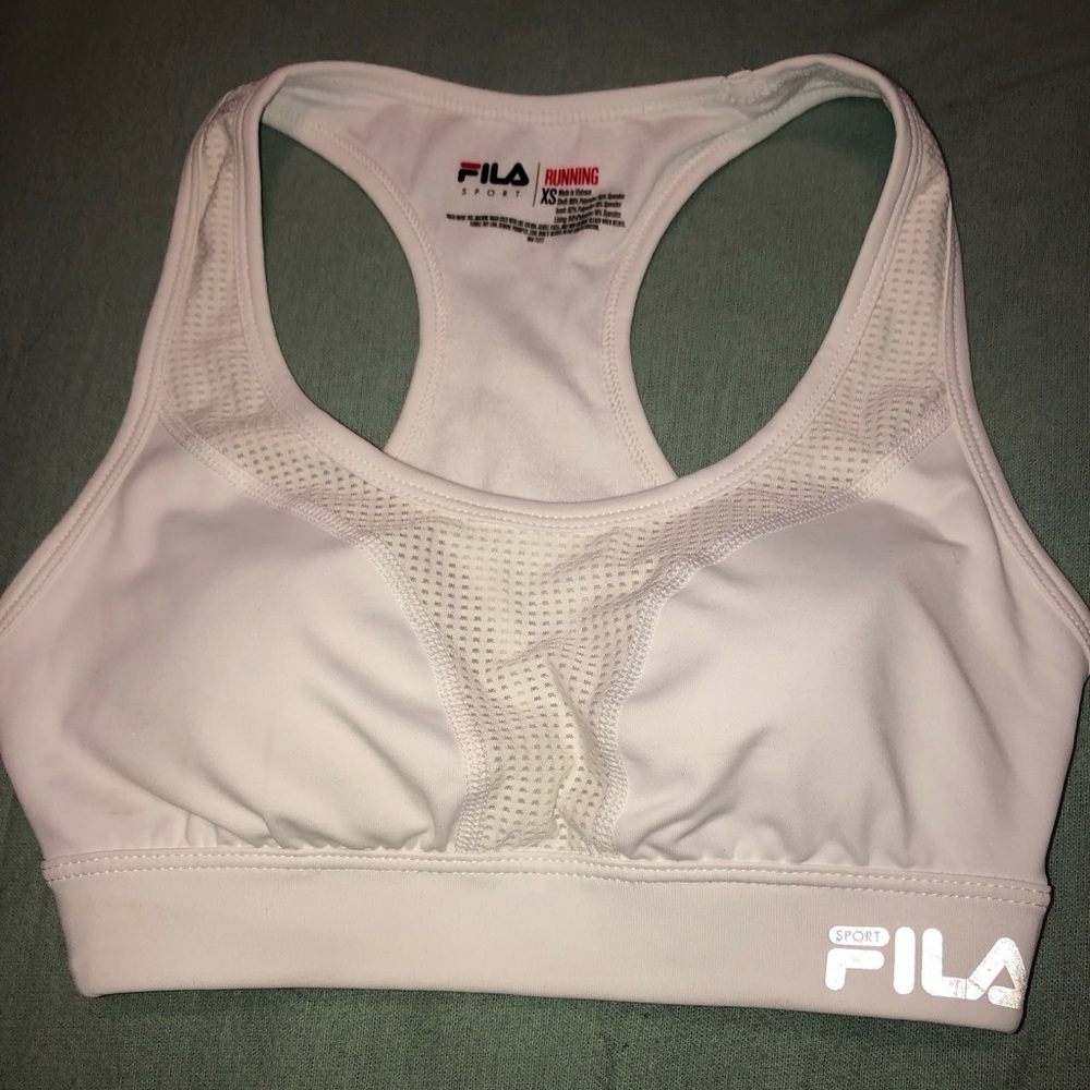 White FILA sports bra